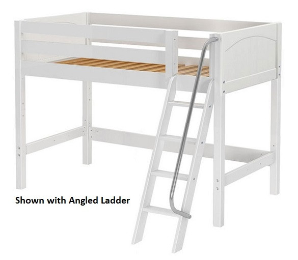 McQwinn White Twin Junior Loft Bed shown with Optional Angled Ladder
