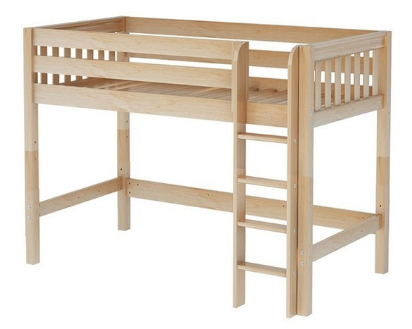 McQwinn Natural Twin Junior Loft Bed-Slatted Ends