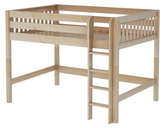 McQwinn Natural Full Size Junior Loft Bed-Slatted Ends