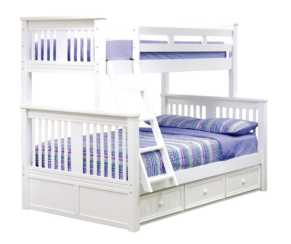 Brockton White Twin over Full Bunk Bed shown with Optional Storage Trundle