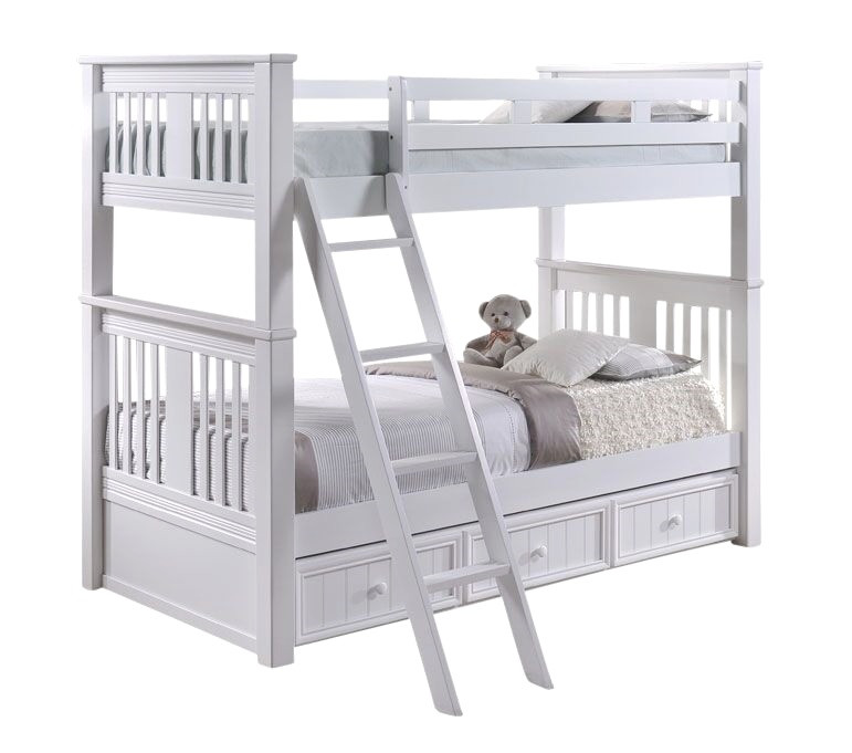 Brockton White Twin over Twin Bunk Beds shown with Optional Storage Trundle