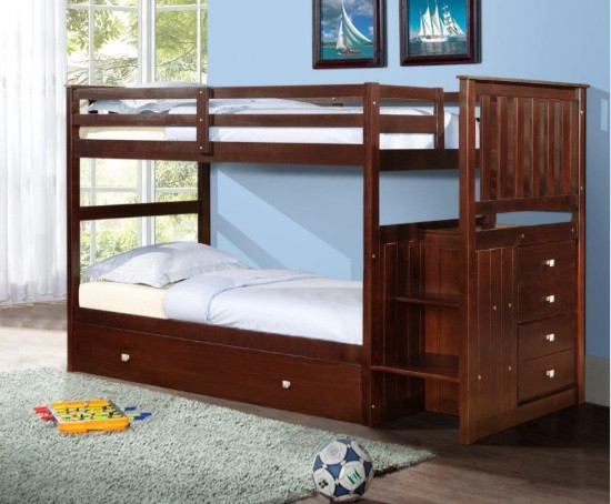 Weatherford Twin over Twin Stairway Bunk Bed shown with Optional Twin Trundle