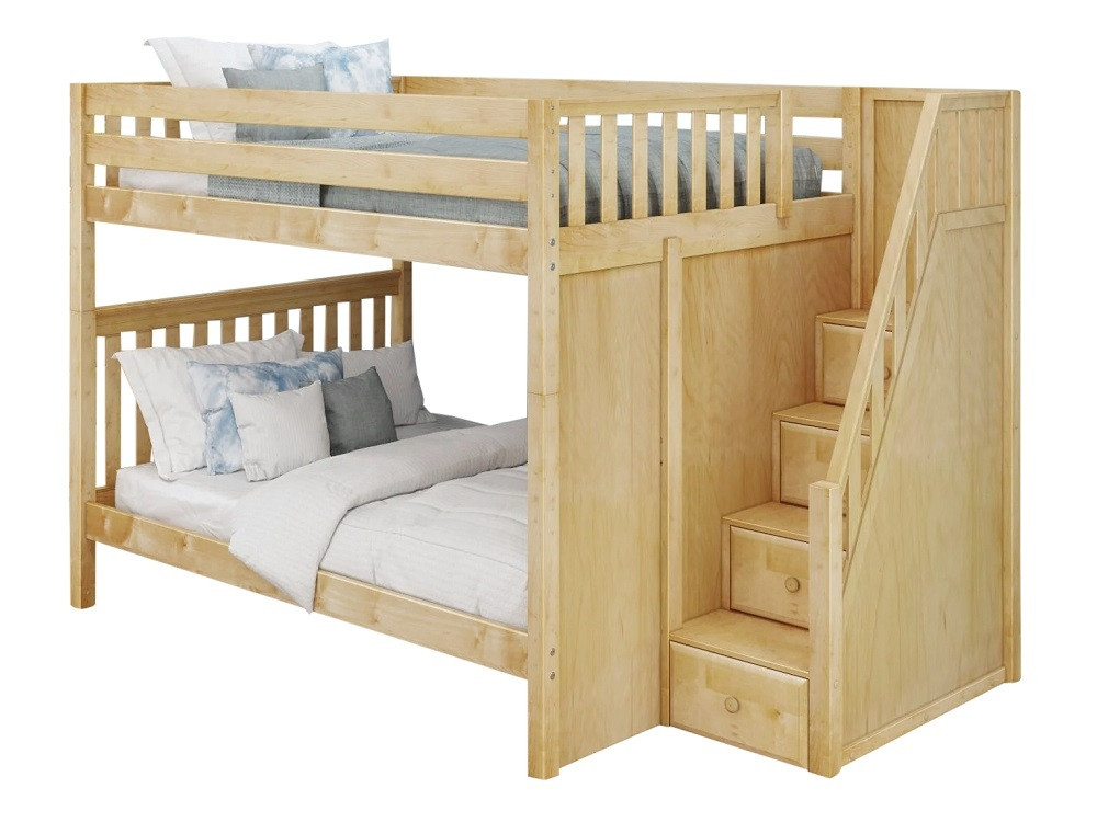 Fremont Natural Queen Bunk Beds with Stairs