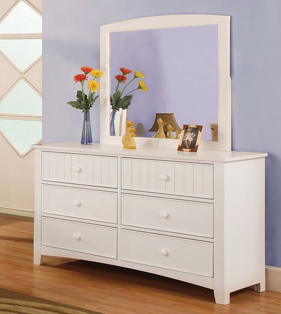Raelin White Kids Mirror shown with Optional White Kids Dresser Room