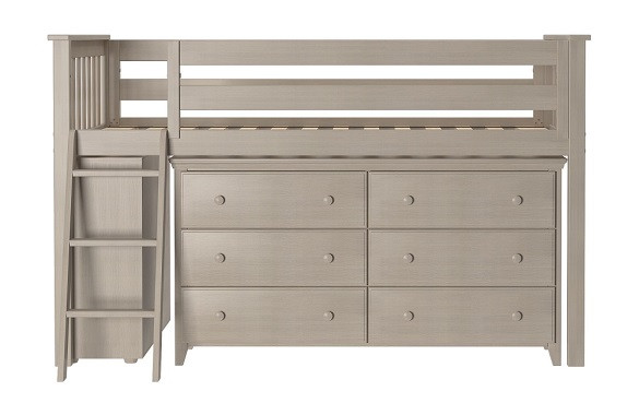 Kivik Sand Twin Low Loft Bed with Storage Front View