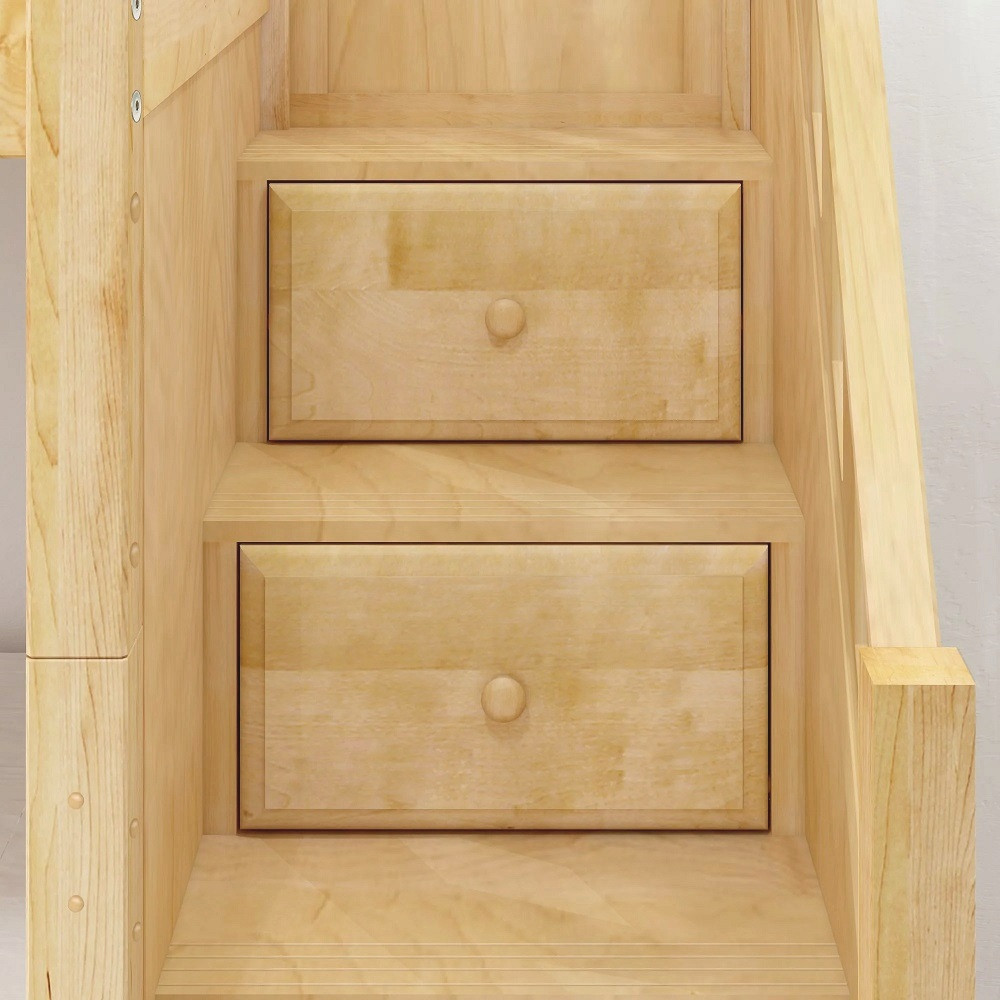 Irving Natural Loft Bed with Stairs and Desk Stair Detail Room