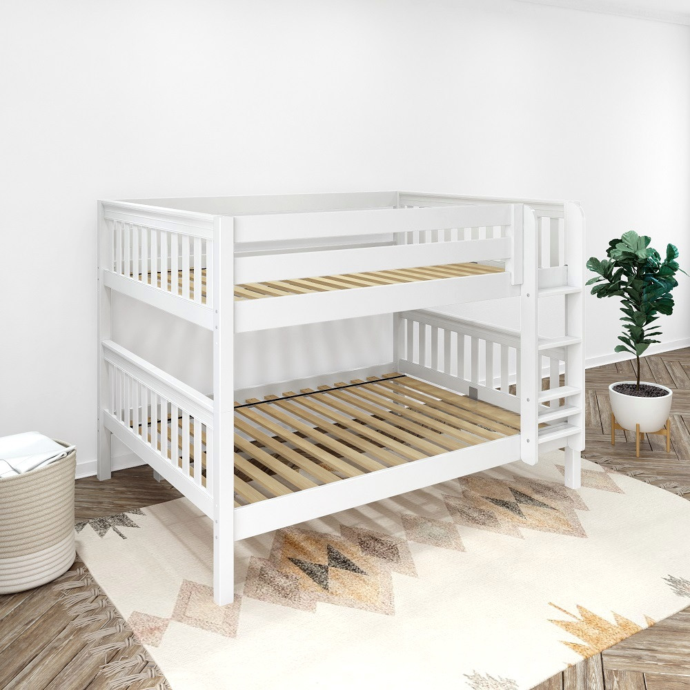 Penn Low White Queen Bunk Bed Left Side Angled View Room