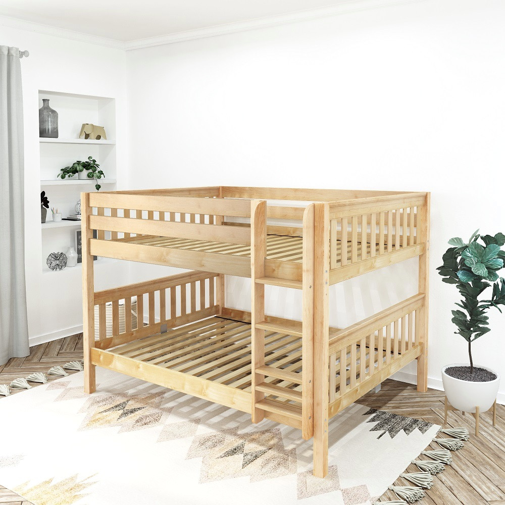 Penn Low Natural Queen Bunk Bed Right Side Angled View Room