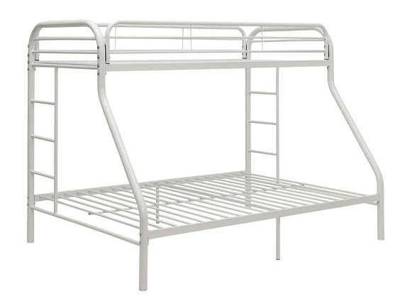 Hudson White Twin over Queen Bunk Bed Angled View
