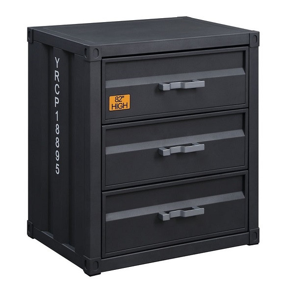 Shipping Container Gray Metal 3 Drawer Dresser
