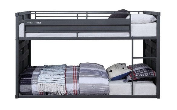 Shipping Container Gray Low Bunk Beds Front View