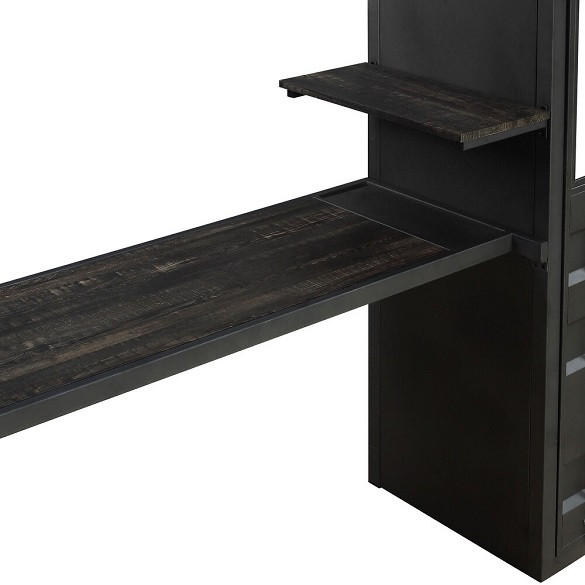 Shipping Container Gray Loft Bed with Desk and Storage Desk and Shelf Detail