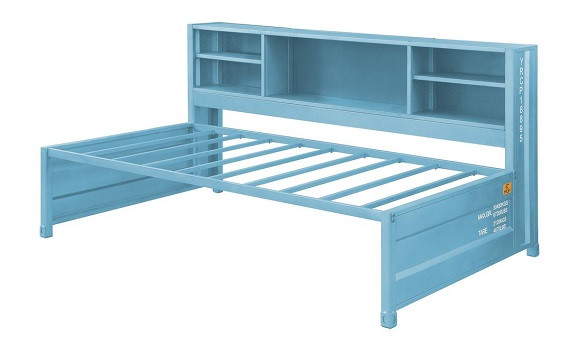 Shipping Container Big Bookcase Aqua Twin Daybed with Trundle Side View Daybed Only