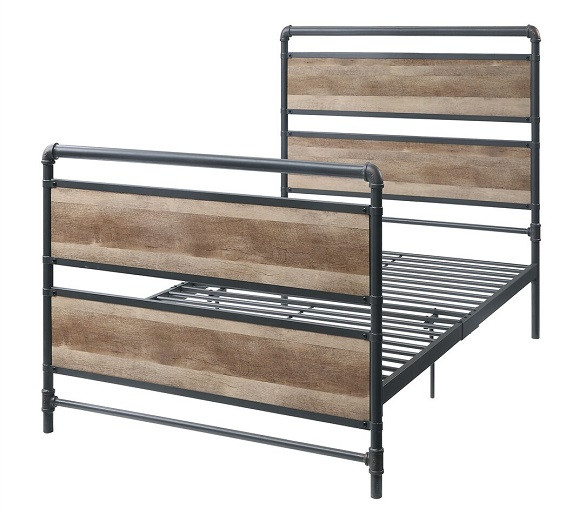 Tanha Wood and Metal Bed Frame Angled View No Mattresses