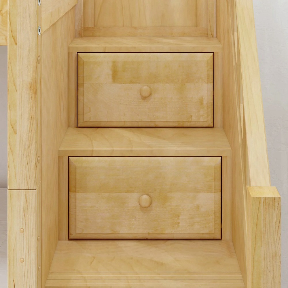 Hayes Natural Queen Loft Bed with Stairs Staircase Detail Room