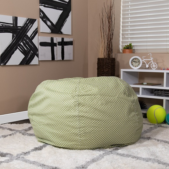 Soft Green Dot Bean Bag Chairs for Teens Room