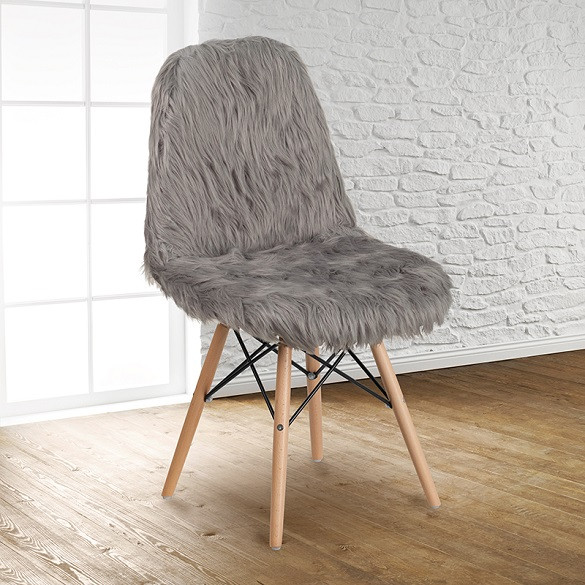 Gray Yeti Faux Fur Teen Chairs