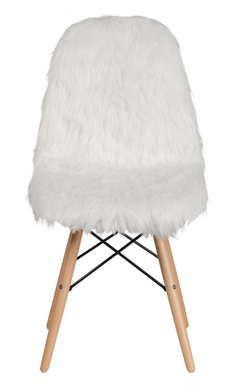 White Yeti Faux Fur Teen Chairs Front View