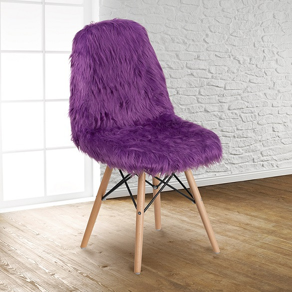 Purple Yeti Faux Fur Teen Chairs Front View Room