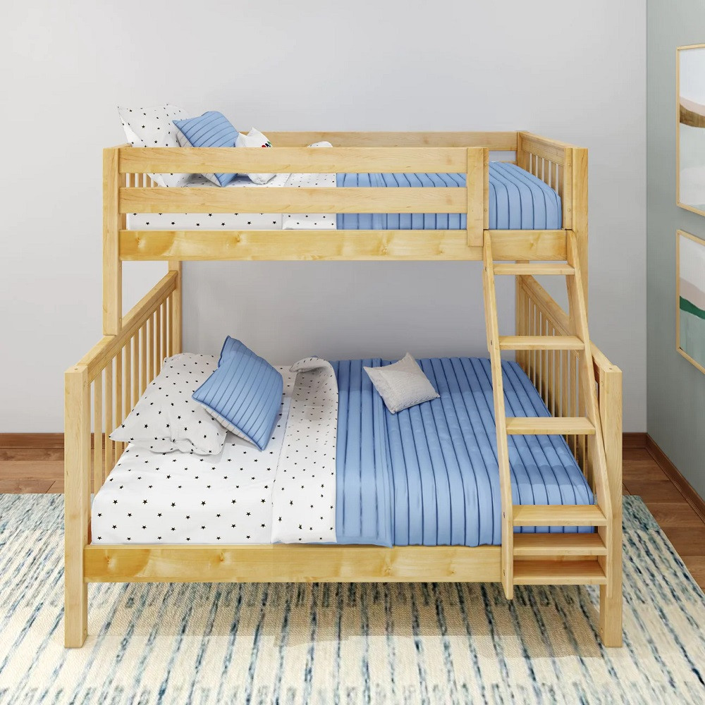 Washburn Natural Twin over Full Adult Bunk Beds-Slatted Ends Front View Room
