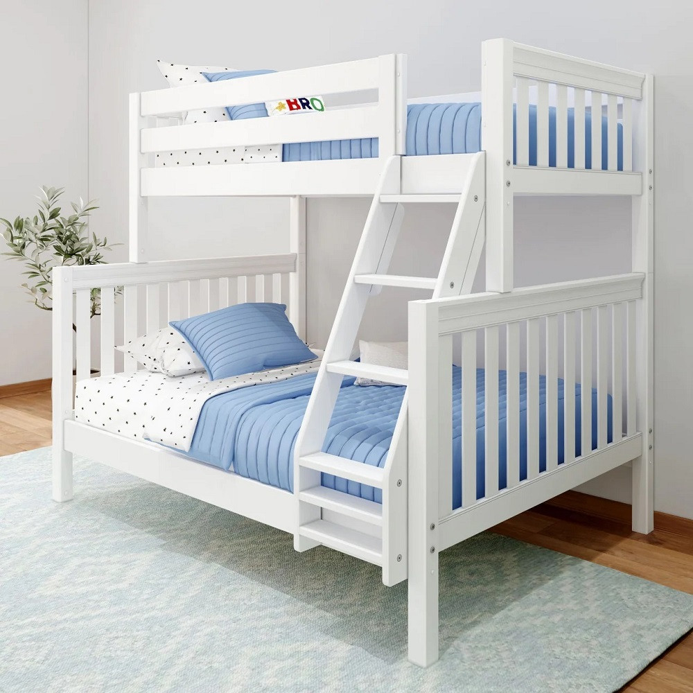 Sheridan White Twin over Full Adult Bunk Beds-Slatted Ends Angled View Room