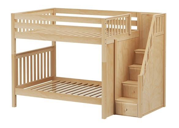 Washburn Natural Full over Full Bunk Beds with Stairs-Slatted