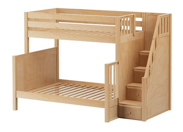 Washburn Natural Twin over Full Bunk Bed with Stairs-Panel