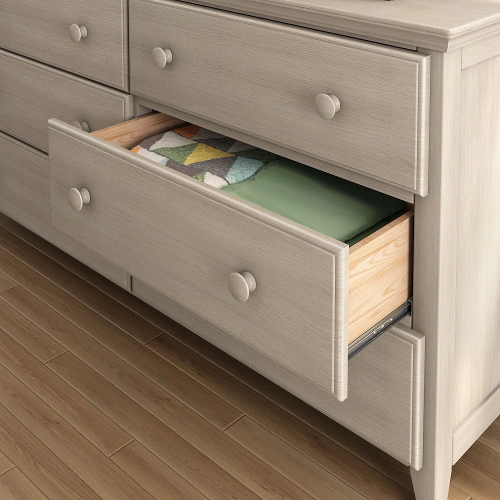 Kivik Sand 6 Drawer Dresser Drawer Open Angled View Room