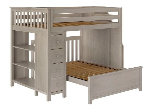 Kivik Sand Full over Full L Shaped Bunk Beds Left Side Angled View