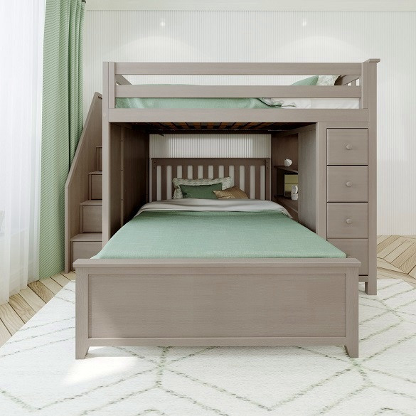 Kivik Sand Full over Full L Shaped Bunk Beds Front View Room