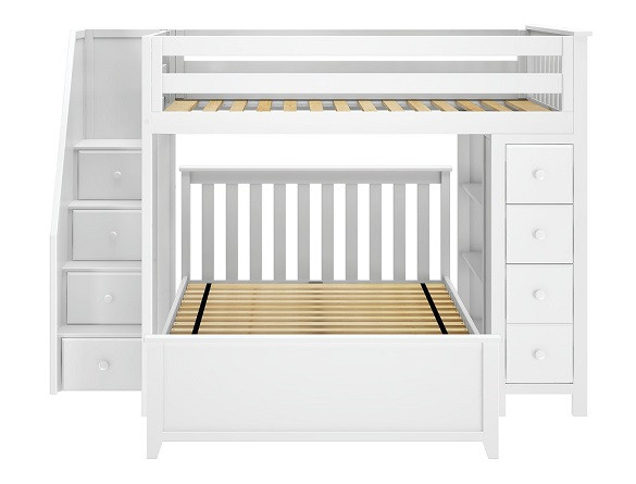 Chelsea White Full over Full L Shaped Bunk Beds Front View