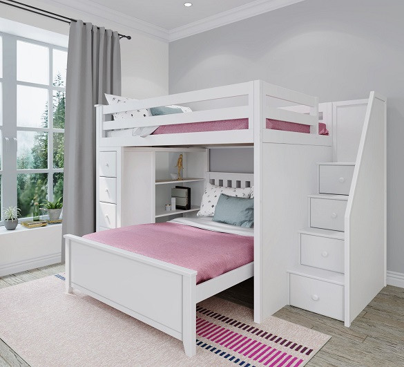 Chelsea White Full over Full L Shaped Bunk Beds Room
