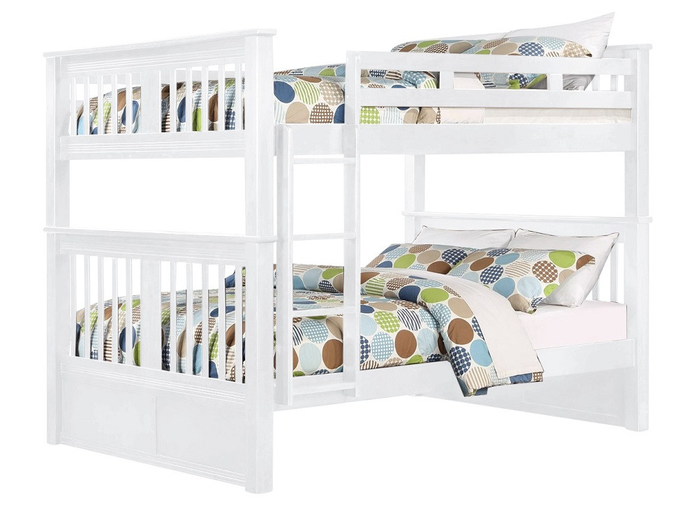 Brockton White Queen Bunk Bed shown with Optional Short Vertical Ladder