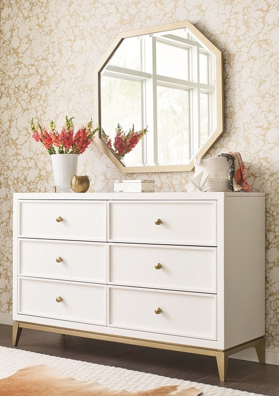 Antoinette Gold Mirror shown with Optional Dresser Room