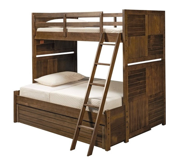 Cinnamon Ranch Twin over Full Bunk Beds for Kids shown with Optional Twin Storage Trundle