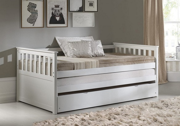 Adama White Twin Triple Daybed Beds In Room
