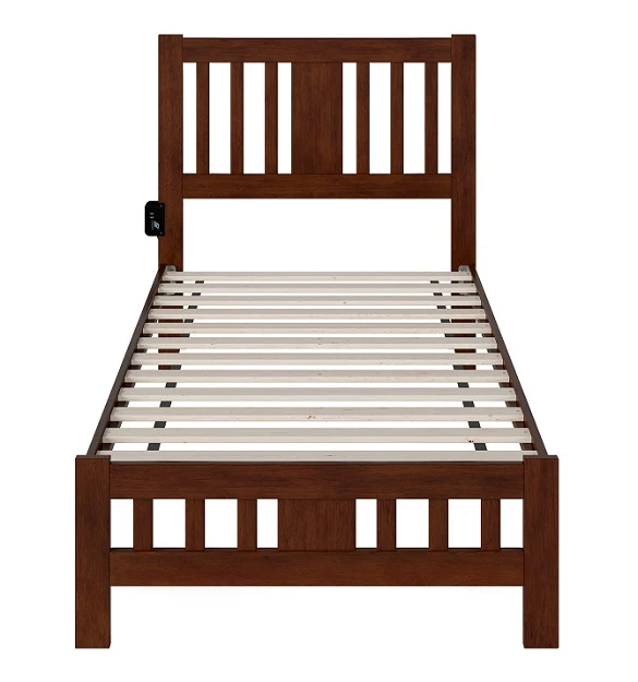 Kani Walnut Twin Platform Bed Frame Front View