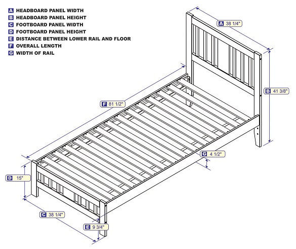 Kani Walnut Twin Platform Bed Frame Dimensions