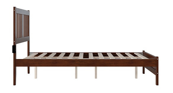 Kani Walnut Full Size Platform Bed Frame Side View