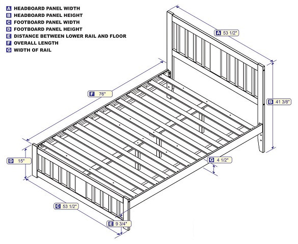 Kani Walnut Full Size Platform Bed Frame Dimensions