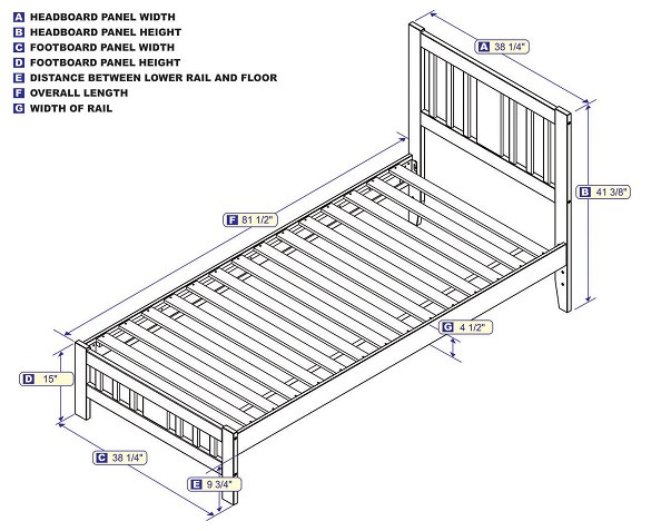 Kani Walnut Twin XL Platform Bed Frame Dimensions