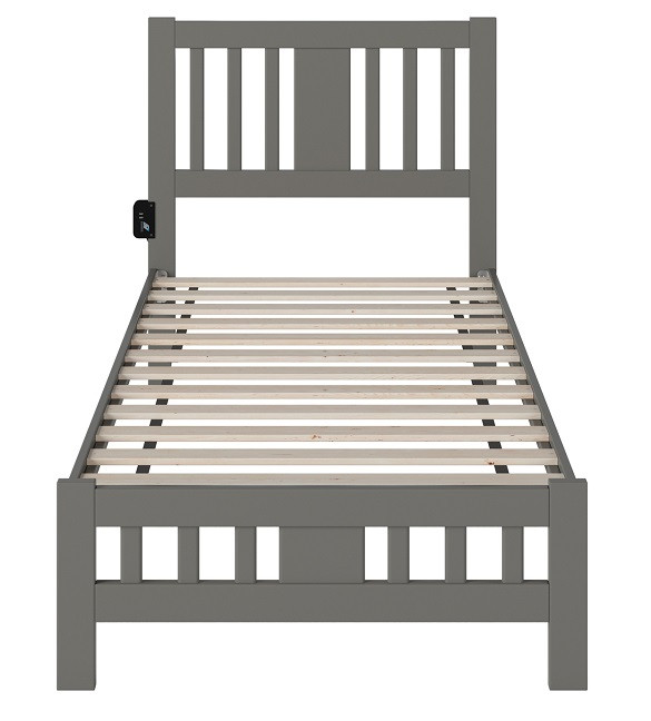 Elba Gray Twin Platform Bed Frame Front View