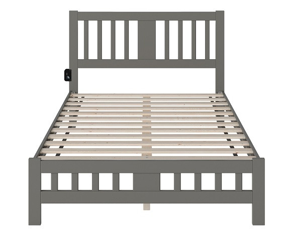 Elba Gray Full Size Platform Bed Frame Front View