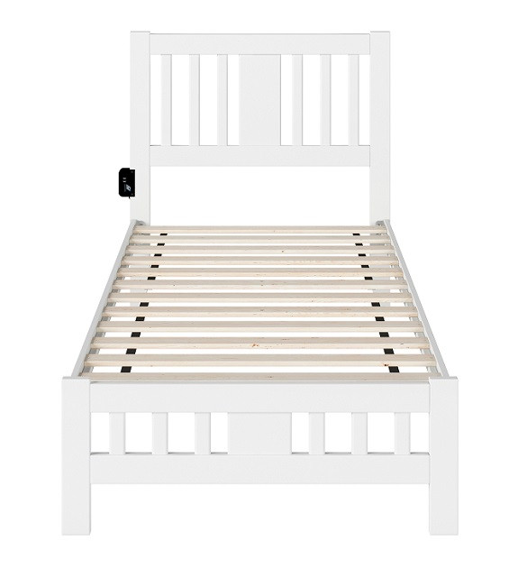 Dodie White Twin Platform Bed Frame Front View