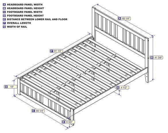 Dodie White Queen Size Platform Bed Frame Dimensions