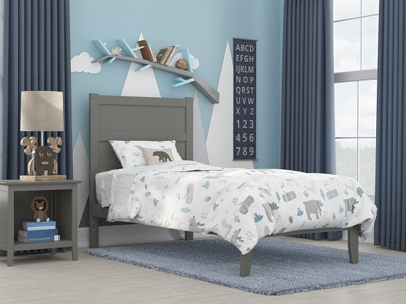Orio Gray Twin Bed Frame with Headboard Room