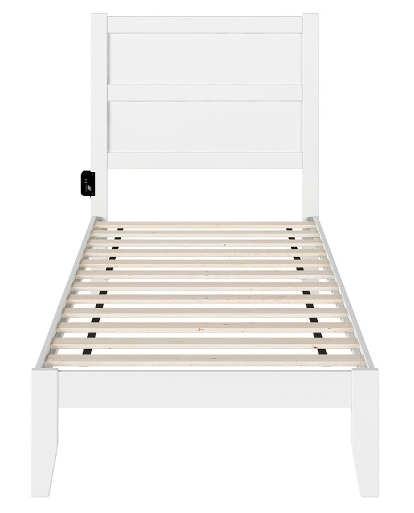 Suna White Twin Bed Frame with Headboard Front View