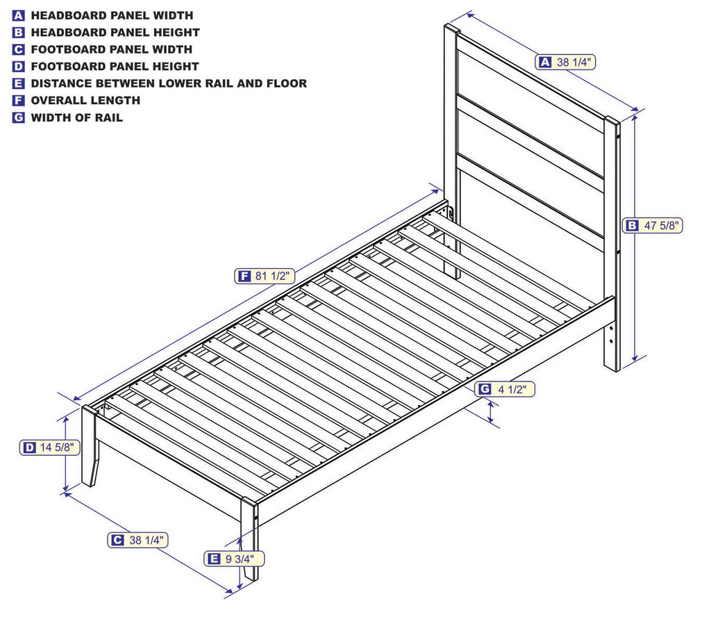 Suna White Twin XL Bed Frame with Headboard Dimensions