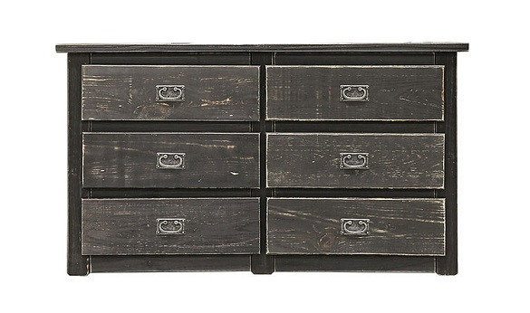 Raven Distressed Black 6 Drawer Dresser