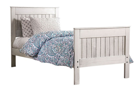Snowden Distressed White Panel Bed